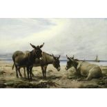 Thomas Sidney Cooper, RA (British, 1803-1902) Three donkeys on a beach