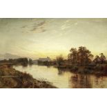 Alfred de Breanski Snr. (1852-1928) Windsor Castle from the Thames at sunset