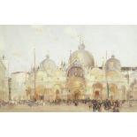 William Russell Flint (British, 1880-1969) 'Piazza San Marco, November Twilight, Venice'