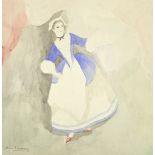 Marie Laurencin (French, 1883-1956) Portrait of a lady in blue and white