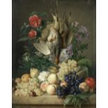 Anton Weiss (Falkenau 1801-1851 Böhmisch Leipa) Still life with partridge, snipe, flowers and fruit