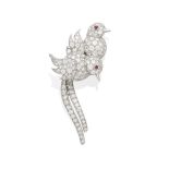 A Pavé diamond Bird Brooch