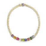 A multicolor gem-set slide necklace