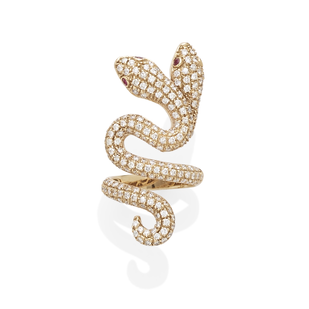 A diamond snake ring