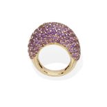 An Amethyst bombé ring