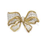 A diamond bow brooch