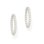 A pair of diamond hoop earrings