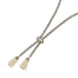 A DIAMOND AND cultured PEARL lavalier necklace,