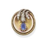 A sapphire and diamond brooch, Russian,