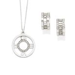 A pair of diamond 'Atlas' earrings and pendant, Tiffany & Co.,