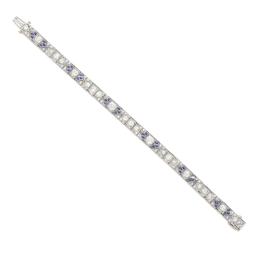 An Art Deco diamond and sapphire bracelet