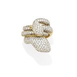 A pavé diamond snake ring set