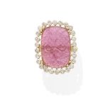 A pink tourmaline and diamond ring