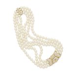 A triple strand cultured pearl necklace, Cartier