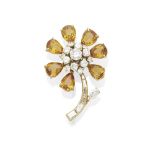 A citrine and diamond brooch