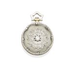 A Diamond, 18k Gold, and Enamel Open Faced Pendant Watch, Tiffany & Co.