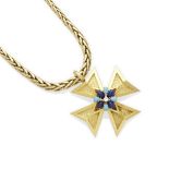 a diamond and hard-stone Maltese cross pendant