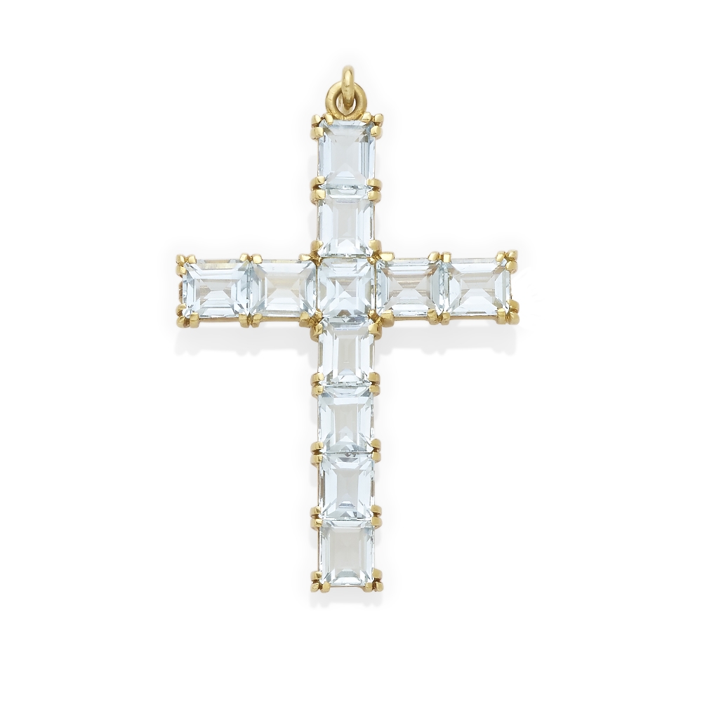 An aquamarine cross pendant, Tiffany & Co.