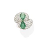 An emerald and diamond 'toi et moi' ring