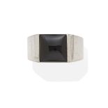 An onyx cabochon ring, Cartier,