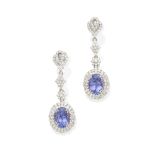 A pair of diamond and tanzanite earrings