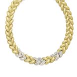 A braided link pavé diamond necklace