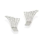 A pair of diamond fan ear clips