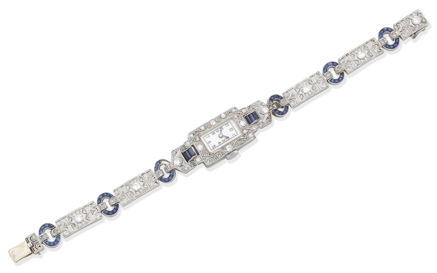 An Art Deco sapphire and diamond cocktail watch, circa 1920