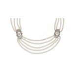 A cultured pearl and diamond necklace (2)