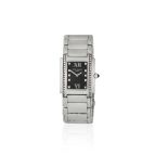 Patek Philippe. A lady's stainless steel and diamond set quartz rectangular bracelet watch Twent...