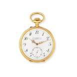 Patek, Philippe & Cie, Geneve. An 18K gold keyless wind open face pocket watch Retailed by Theo. ...