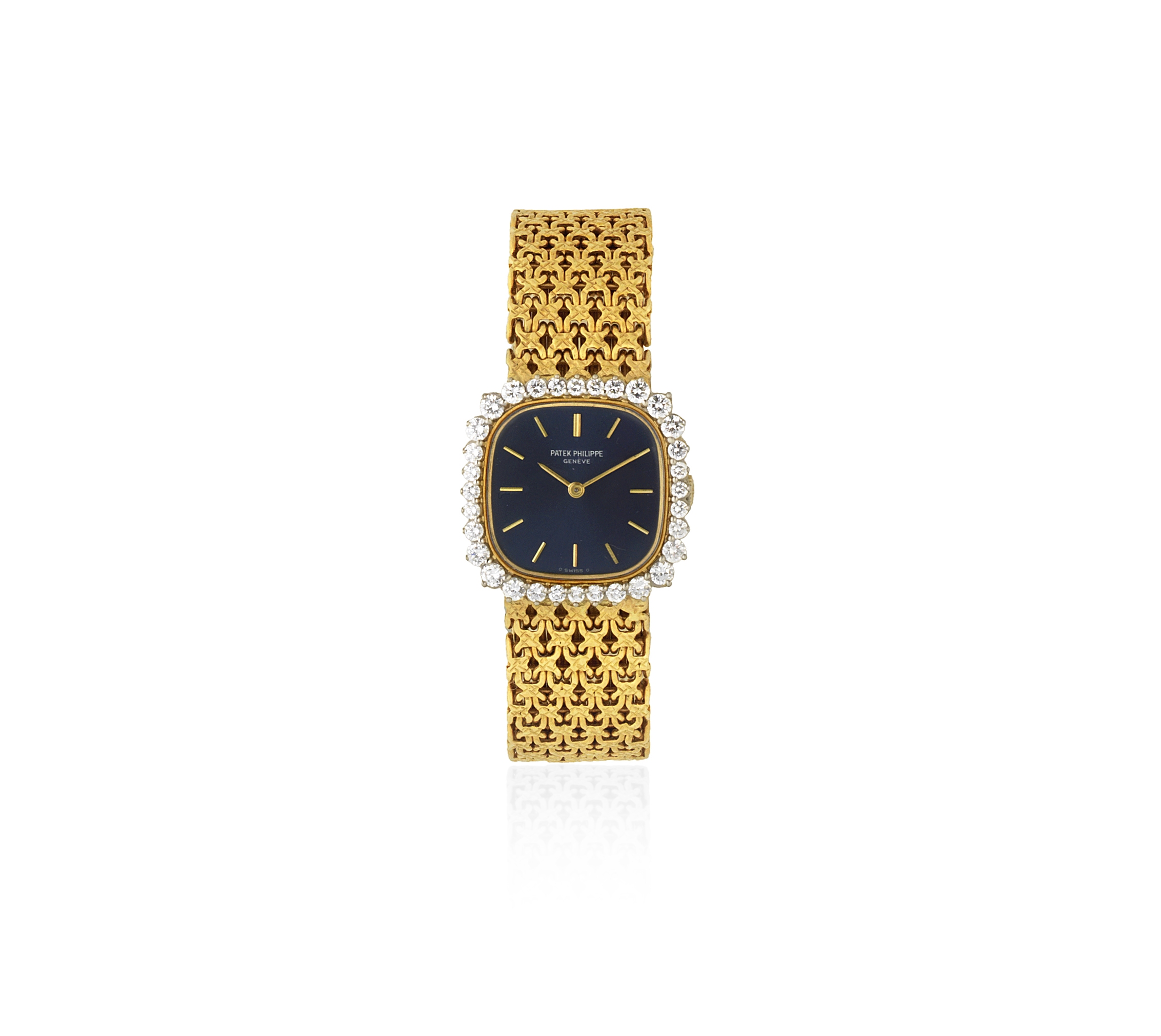 Patek Philippe. An 18K gold and diamond set manual wind square bracelet watch Ref: 4181 2, Sold 2...