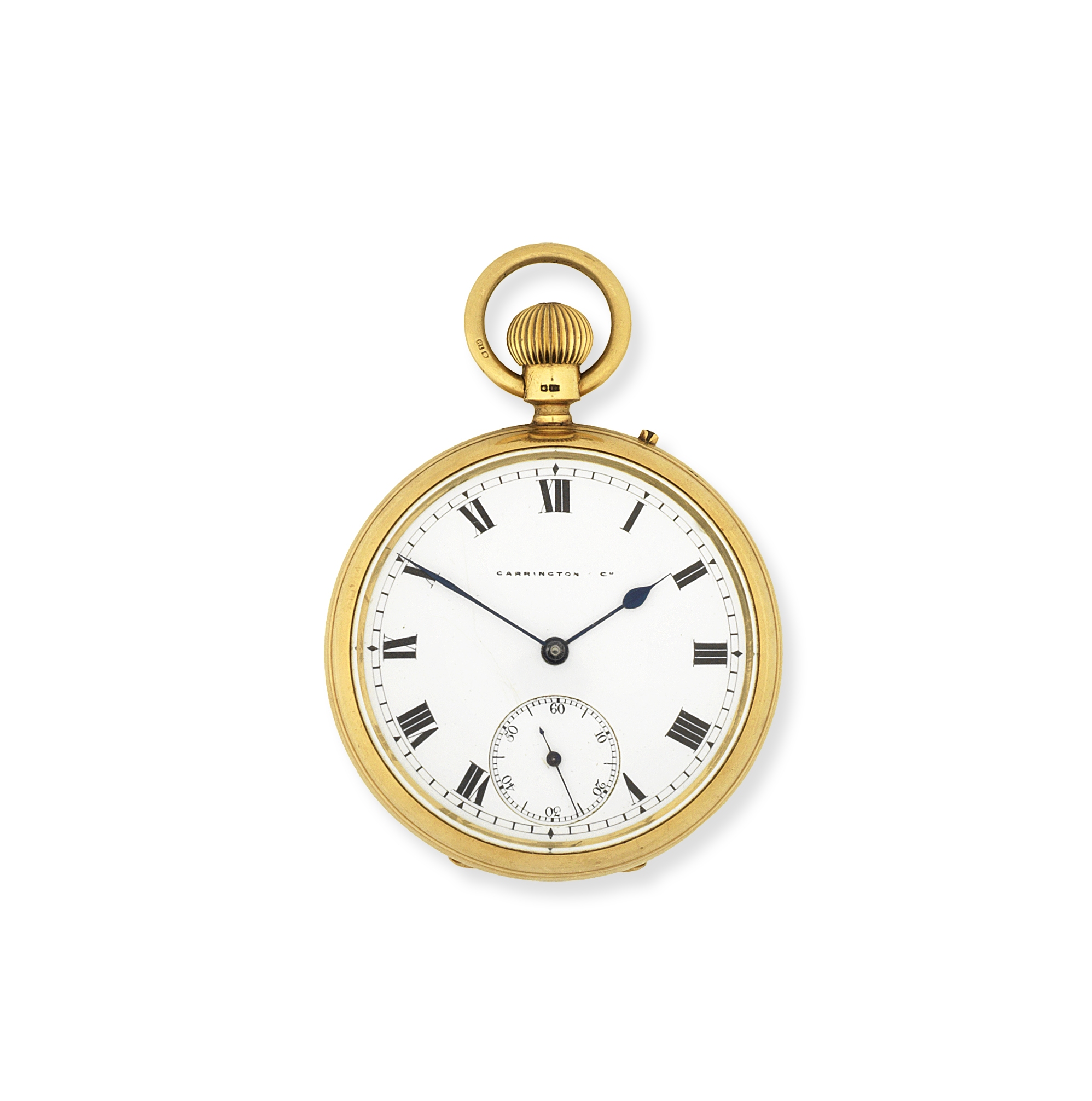 Carrington & Co, 130 Regent Street, London. An 18K gold keyless wind open face pocket watch Londo...