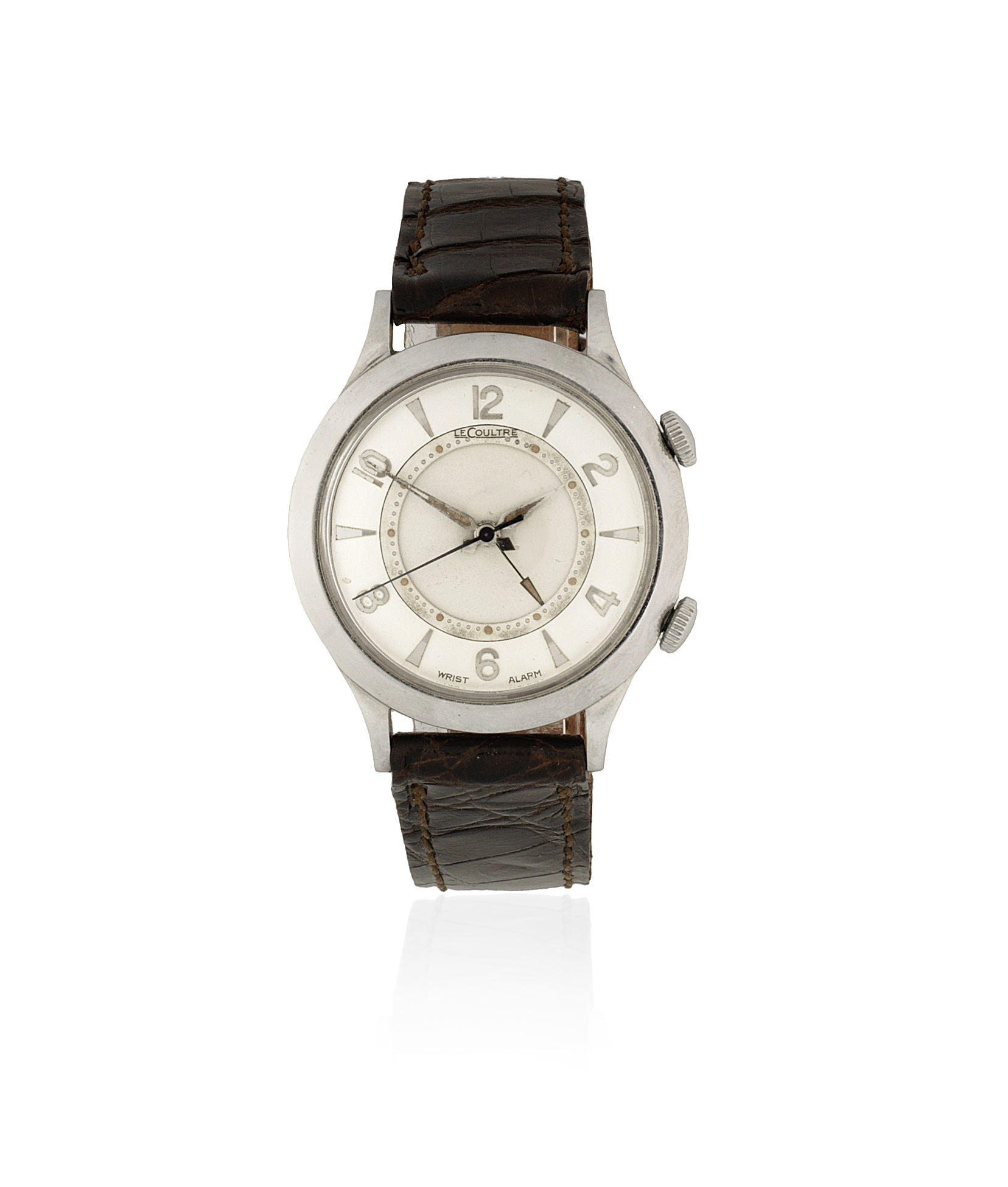 LeCoultre. A stainless steel manual wind alarm wristwatch Memovox, Circa 1956