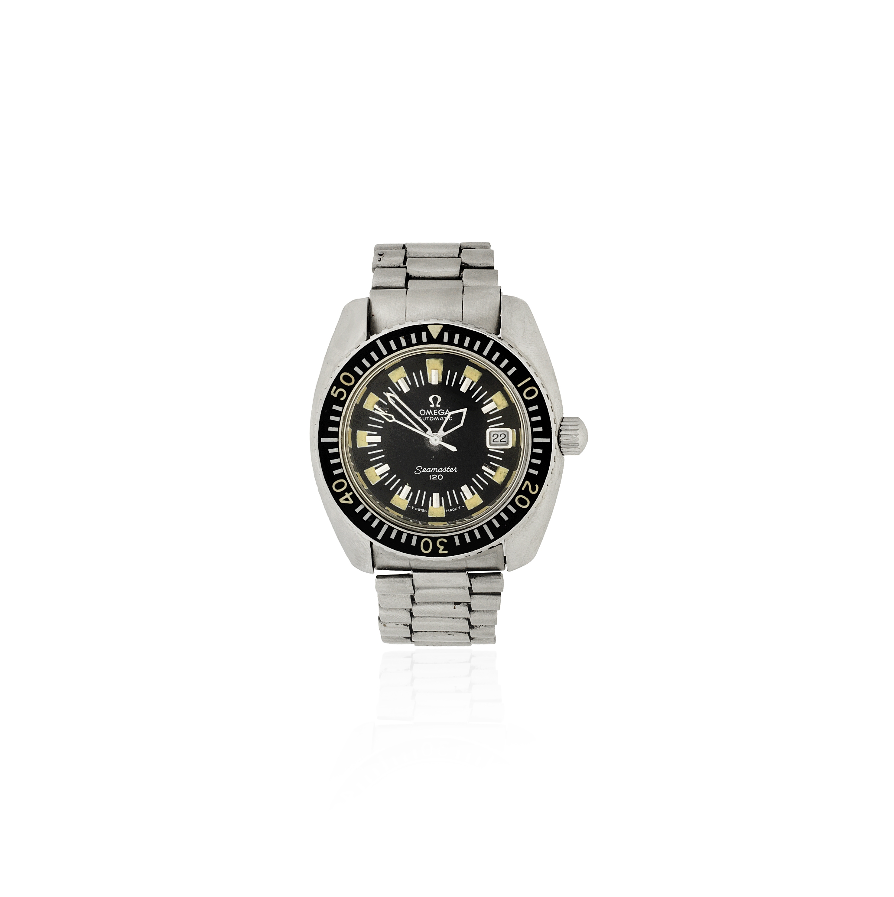 Omega. A stainless steel military style automatic calendar bracelet watch Seamaster 120, Ref: 16...