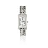 Jaeger-LeCoultre. A lady's stainless steel and diamond set quartz reversible rectangular bracelet...