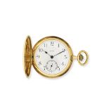 Moeris. An 18K gold keyless wind full hunter pocket watch Circa 1900