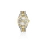 Rolex. A stainless steel and gold automatic calendar bracelet watch Datejust, Ref: 1601/3, Circa...