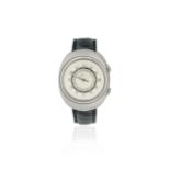 Jaeger-LeCoultre. A stainless steel automatic calendar alarm wristwatch with world cities Memoda...