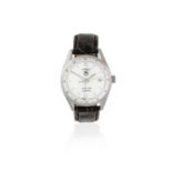 TAG Heuer. A stainless steel automatic calendar wristwatch with dual time zone Twin Time, Ref: W...