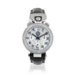 Bovet. A stainless steel and diamond set automatic chronograph wristwatch with mother of pearl di...