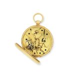 A continental gold key wind open face pocket watch with independent centre seconds Circa 1840