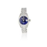 Rolex. A lady's 18K white gold automatic bracelet watch with lapis lazuli dial Datejust, Ref: 69...