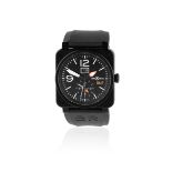 Bell & Ross. A black PVD coated stainless steel automatic calendar wristwatch with dual time zone...