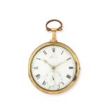 Barraud, Cornhill, London. An 18K gold key wind open face pocket watch with duplex escapement Lon...