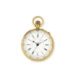 J. Hargreaves & Co, Liverpool. An 18K gold keyless wind open face pocket watch with stop/start se...