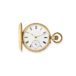 A 14K gold keyless wind full hunter pocket watch Circa 1900