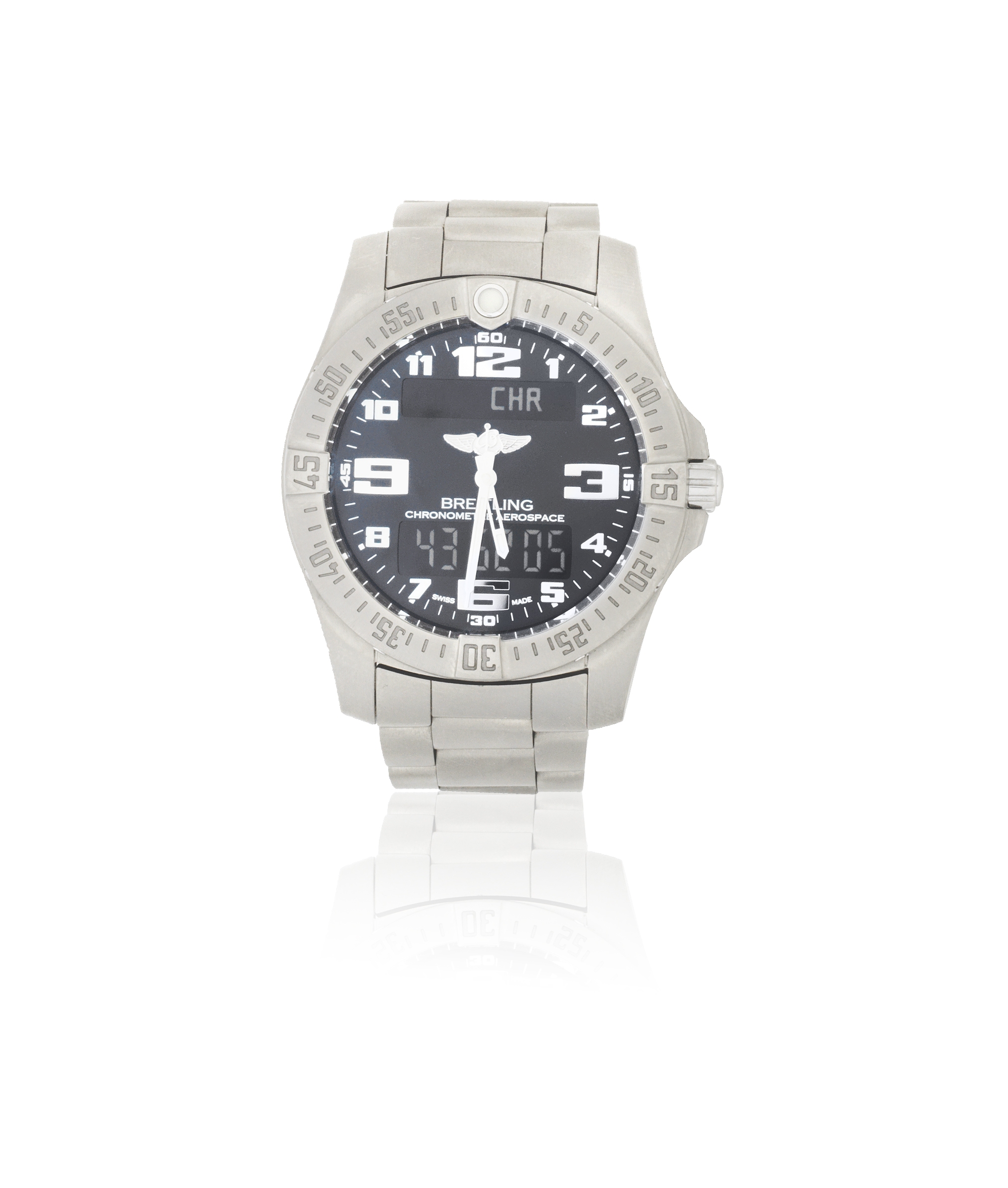 Breitling. A titanium quartz bracelet watch with digital display Aerospace Chronomètre, Ref: E79...