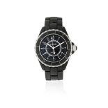 Chanel. A black ceramic and stainless steel automatic calendar bracelet watch J12, Sold 19th Sep...