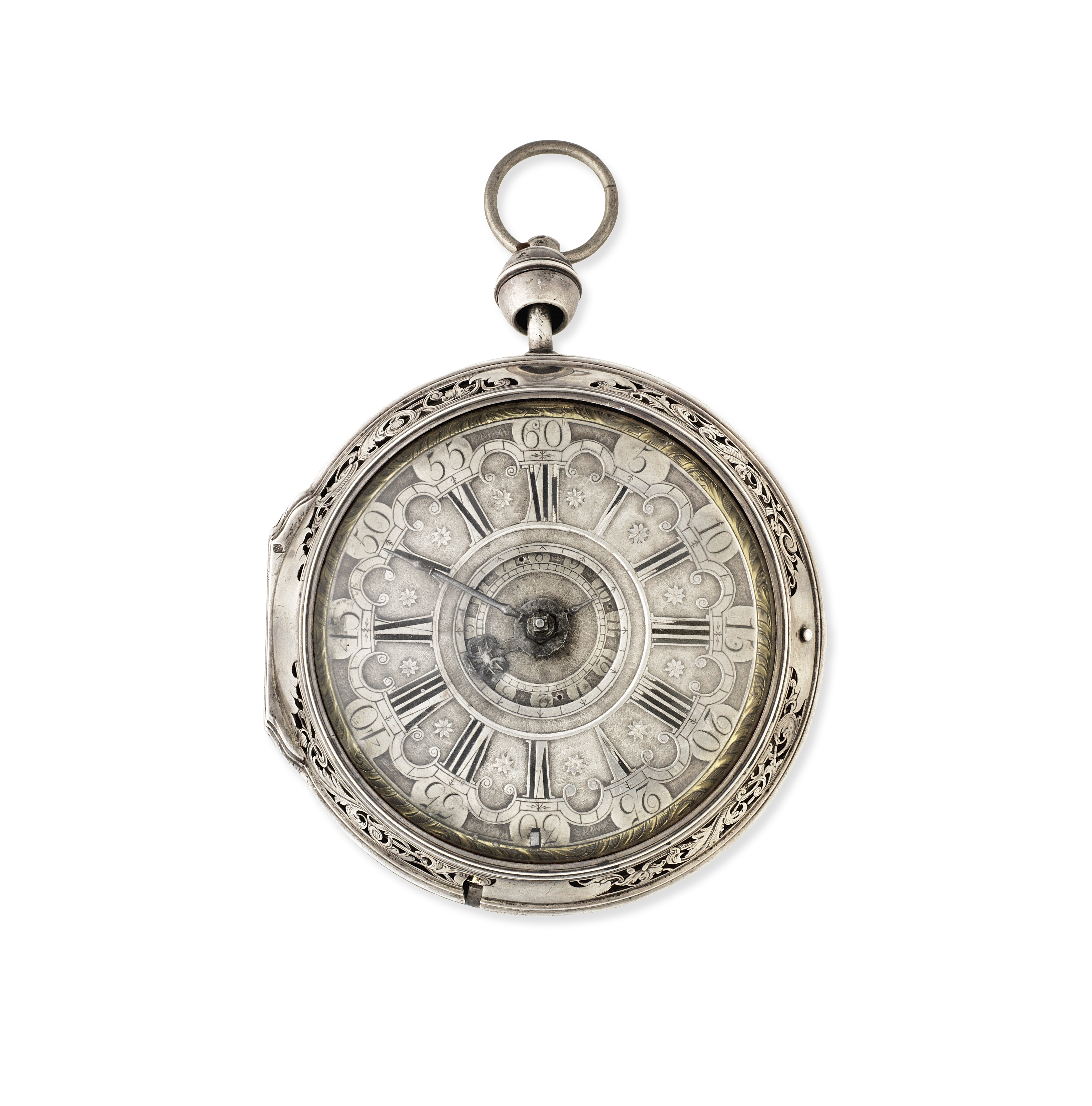 Tomas Fridl, Salzburg. A large silver quarter striking clock coach watch with alarm Circa 1750 - Image 2 of 3